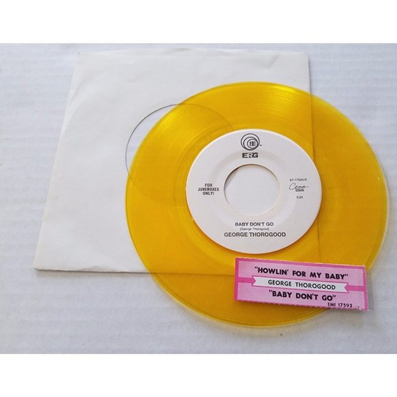 George Thorogood Howlin For My Baby / Baby Don't Go 45 Rock Yellow Vinyl - Picture 4 of 4